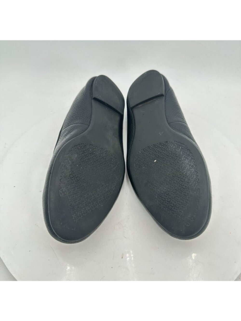 Tory Burch Claire Women Size 7 Black Leather Gold Logo Ballerina Flat Shoes - Picture 7 of 10